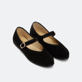 Ballerine single velour - schwarz