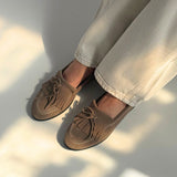 Velour moccasins - light brown
