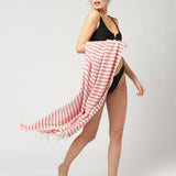 Beach plaid stripes - ecru/pink